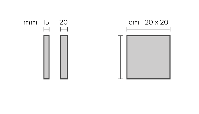 Kalòs cementine - dimensioni e forma quadrata Kalòs cementine - dimensioni e forme
